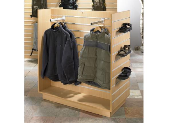 Four Sides Wooden Gondola Display Stands Aluminum Slot Hanging For Hanging