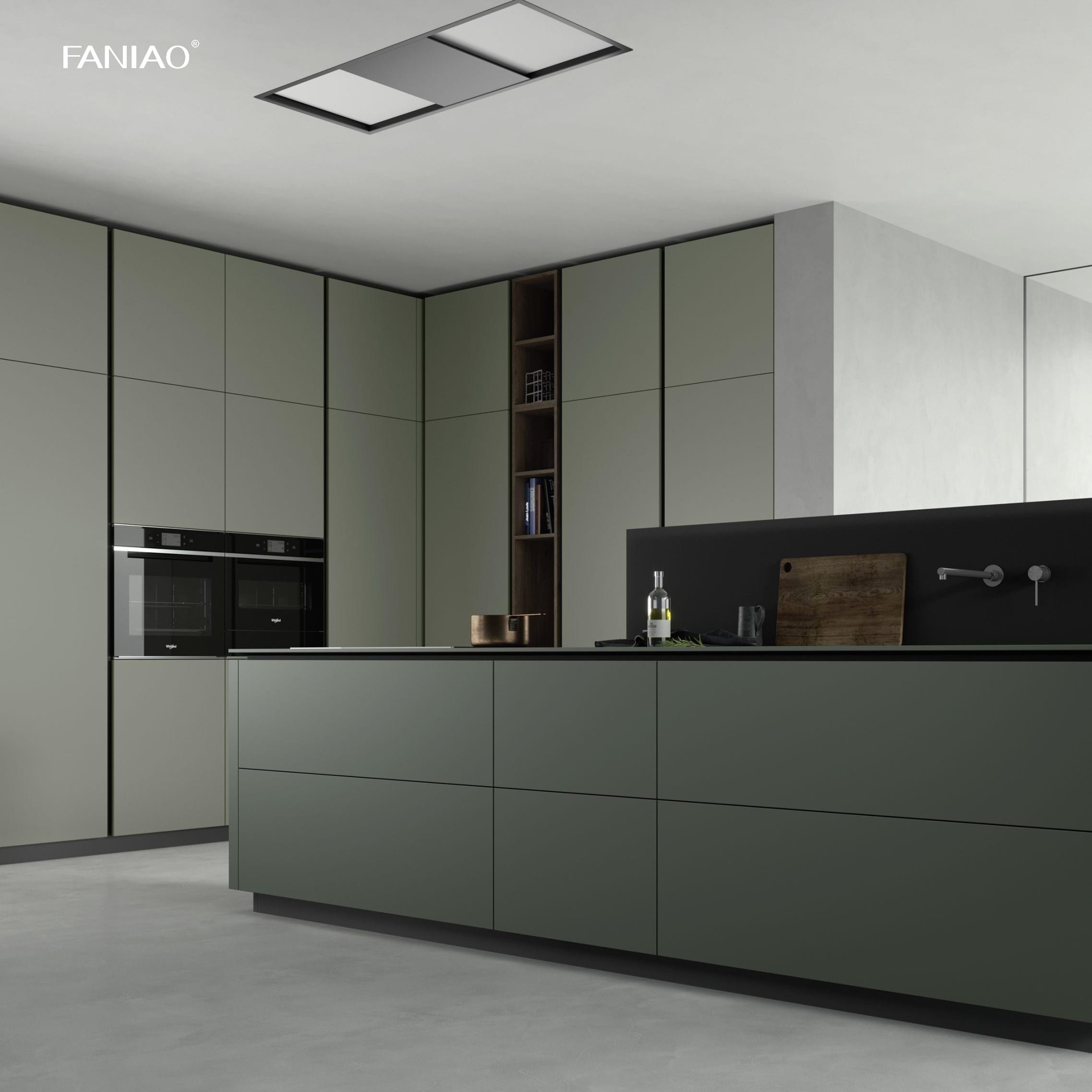 Modern Designs Style Built In Customized Full Home Furniture Cuisine Complet Green Melamine Kitchen Cabinet With Islands