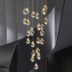Interior Hotel Stair Pendant Lamp Modern Luxury Ceiling Led Crystal Chandelier