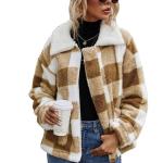 Fashion Fleece Zipper Womens Coats Plaid Flannel Jacket Luxury Coat Casual