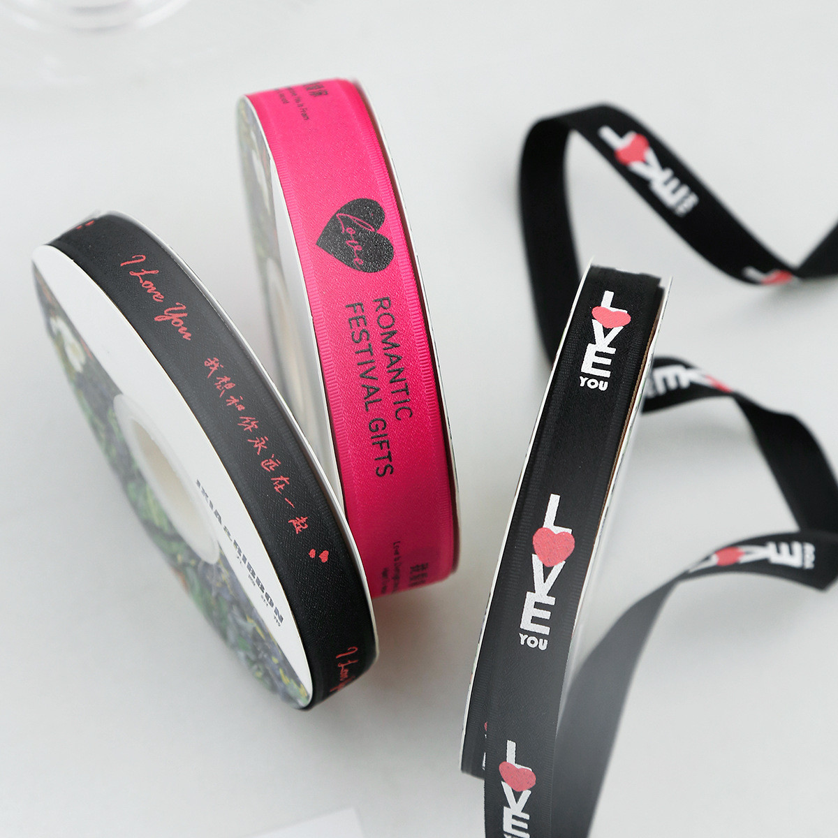 2.5cm*36m Valentine's Day Printed Ribbon For Gift Box Package
