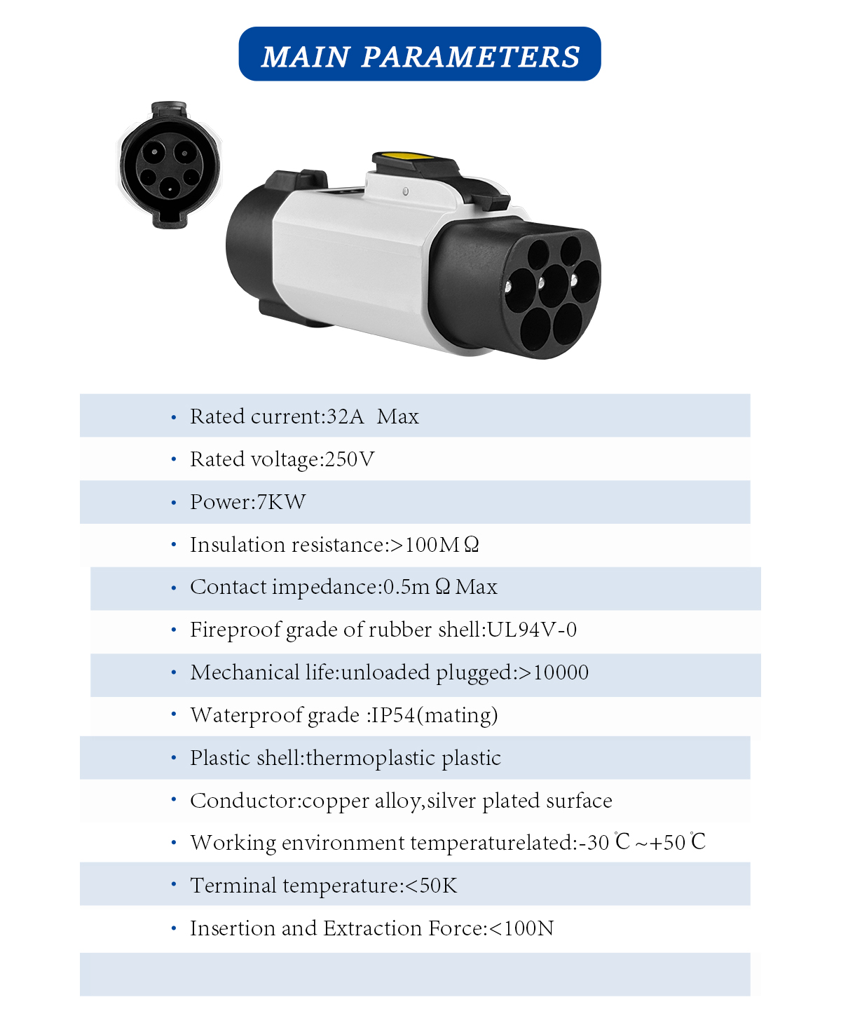 GBT EV Charger Converter for 32A 220V PC Copper Input Voltage 220V 7KW Portable J1772/Type1 to GBT Style