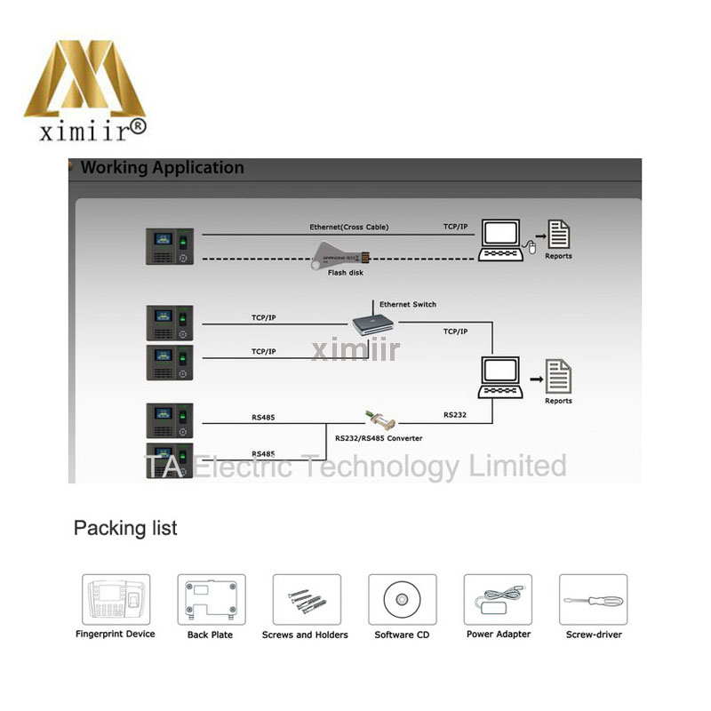 XM200 Fingerprint Time Attendance User-defined Function Key Time Clock Linux System Time Recording With Webserve Function
