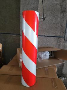 Wholesale Commercial Glassbead Type PET Reflective Sheeting Vinyl Red 10cm / White 7.5cm Stripes from china suppliers