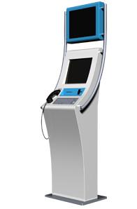 Wholesale 1920*1080 Self Service Check In Kiosk With 17 Inch Touch Screen And VOIP Phone from china suppliers