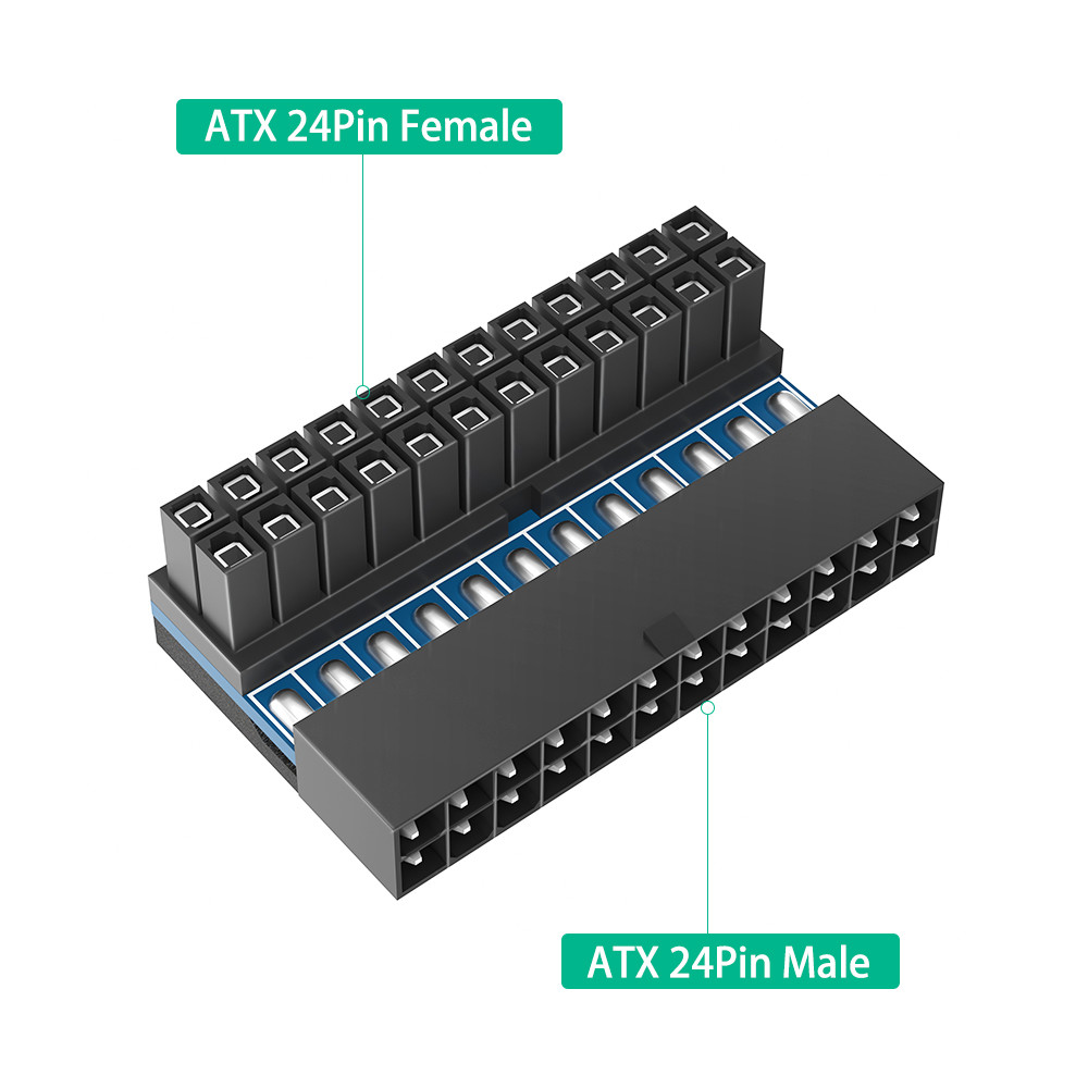 ATX 24Pin 90 Degree 24 Pin To 24pin Power Plug Adapter Mainboard Motherboard Power Connectors Modular For Power Supply