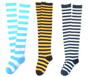 Wholesale Fashionable wholesale stripe patterned supersoft polyester OEM long socks for girls from china suppliers