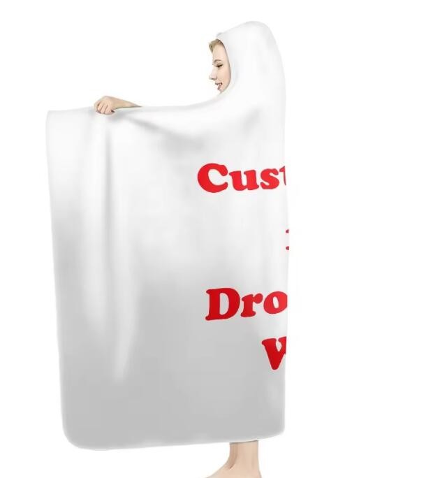 Custom Pattern Polyester Hooded Blanket Cozy Warm Big Blanket Hoodie