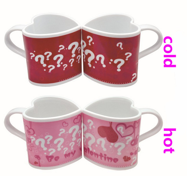 280ml Ceramic coffee mugs for couples / create heart shaped handle mug