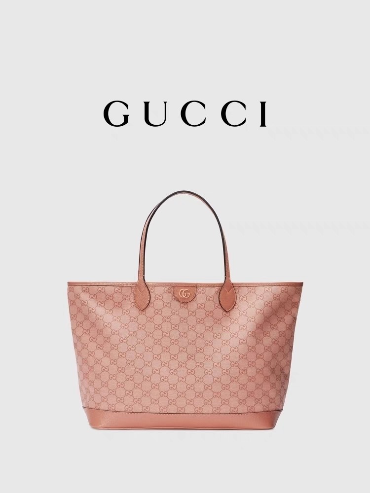 Pink Canvas Gucci Ophidia GG Medium Tote Shoulder Bag For Business Travelling