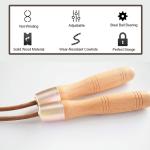 Wholesale Pure Wood Handles Leather Adjustable Skipping Jump Rope With 360