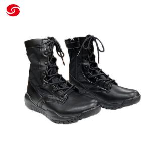 Wholesale Black Color Leather Outdoor Military Army Police Walking Hunting Men Combat Tactical Boots from china suppliers