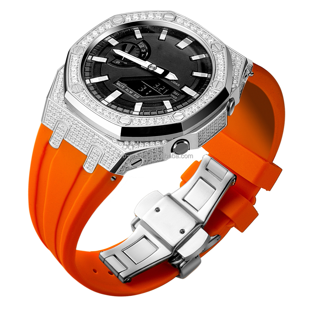 Luxury Ga2100 5Th Generation Full Diamond Watch Case Rubber Strap Resin Watch Band Kit