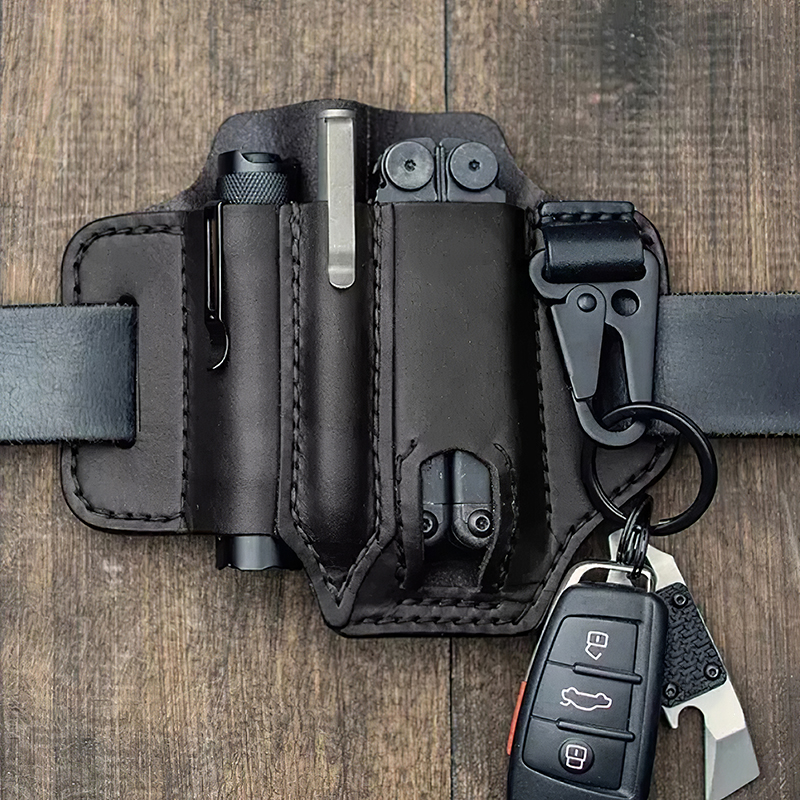 Wholesale Tactical Multi Tool Belt Leather Bag Holster Outdoor Camping Hunting Waist Leather Pocket