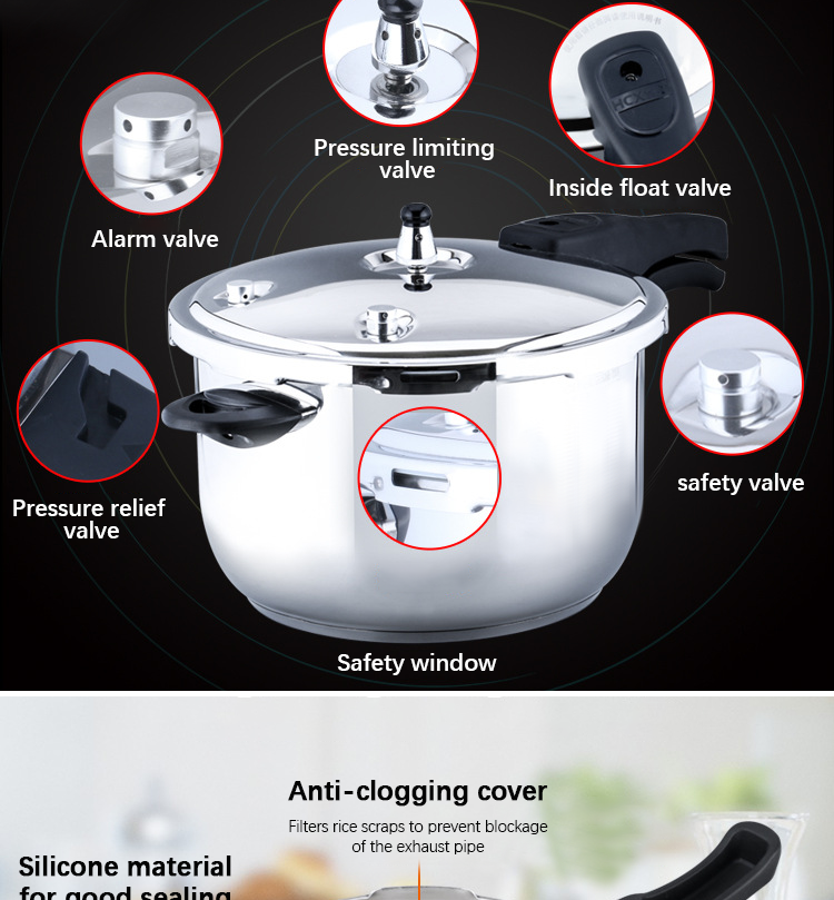Multiple Sizes Kitchen Pressure Cooker Silver Soup Pot 18/8 Stainless Steel