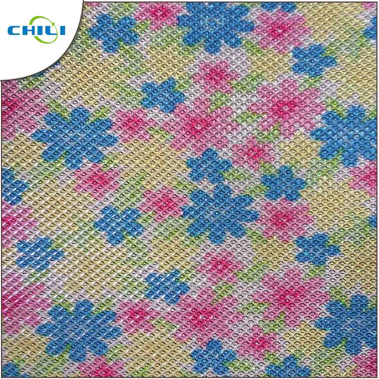 Multi Color Printed Faux Leather Fabric Chunky Shiny Wear Resistant