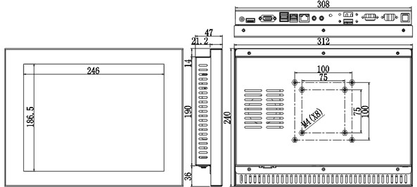TPC-1201T 12.1" Industrial Touch Panel Computer Intel J1900
