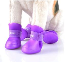 Wholesale Pet supplies silicone rain boots, non-slip pet shoes, candy color fashion cute dog shoes，red,yellow,pink,black; from china suppliers