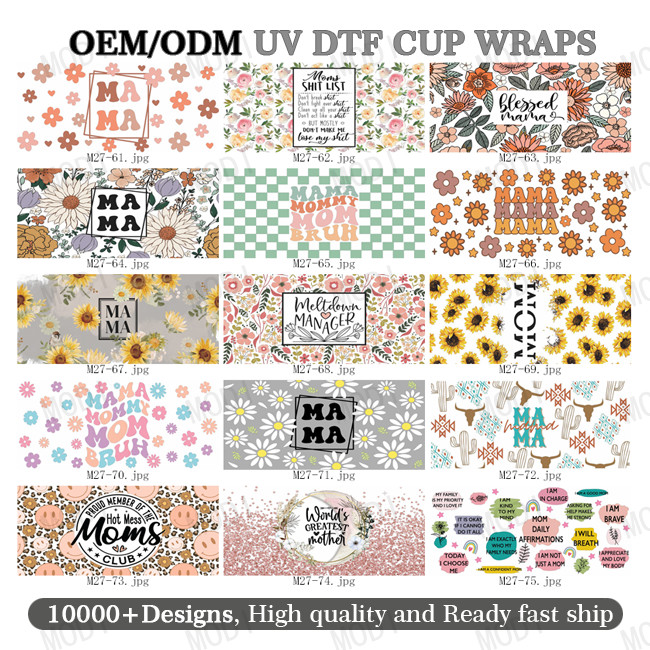 UV DTF Cup Wrap Transfers Custom Logo Libbey Glass Tumbler For Mama'S Day Celebrations