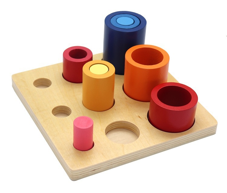 Wooden Early Education Thinking Round Block Develop Children Intelligence Baby Coordination Square Assembled Toy