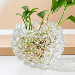 Wholesale 8.8cm Tall Pressed Home Decoration Glass Bubble Ball Vase Diamond Pattern from china suppliers