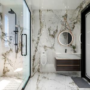 Wholesale OEM Stainless Steel Bathroom Vanity Cabinet With White Stone Countertop And Black Faucet from china suppliers