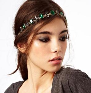 Wholesale Hot Hair texture flashing emerald diamond hair hoop headband hair jewelry from china suppliers