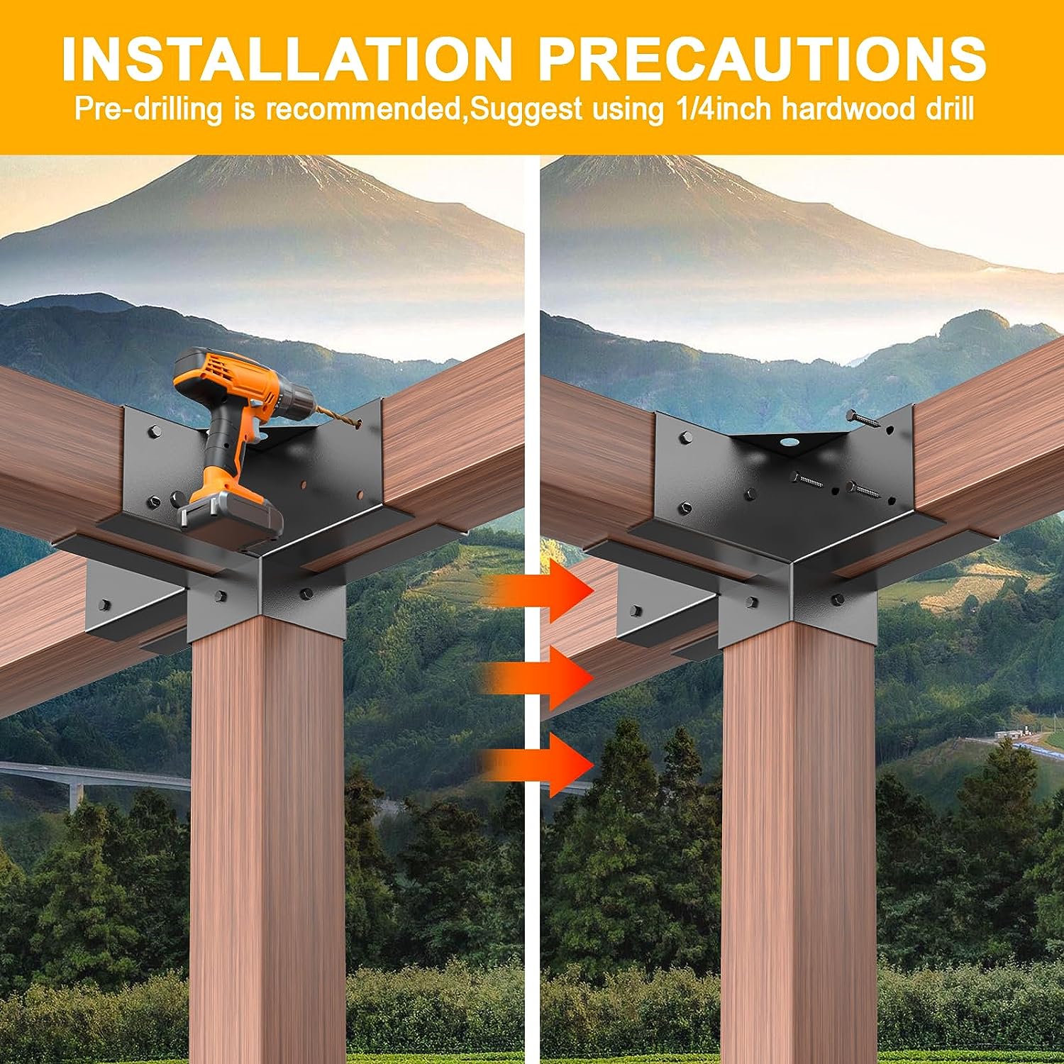 Iron 4*6 Post Base Pergola Bracket with Double Ant-irust Coating and Upgraded Design