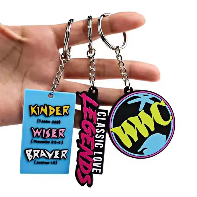 Custom Silicone Rubber Keyring 2D 3D Printing Soft Pvc Keyrings