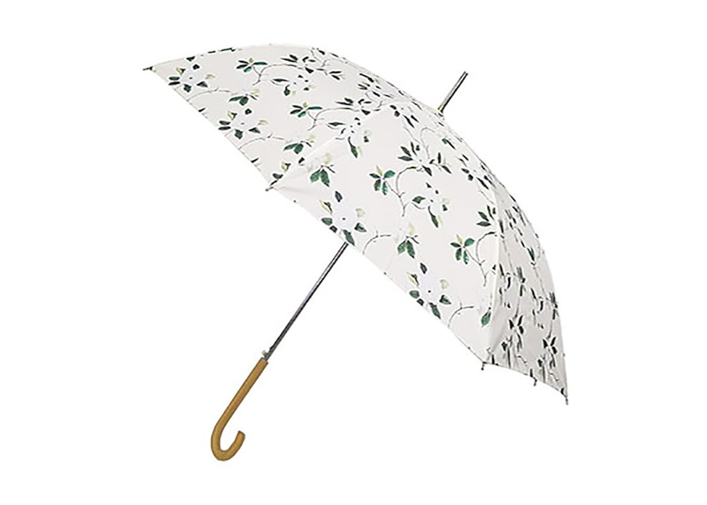 Small Printed Straight Bone Wooden Stick Umbrella , Ladies Automatic Umbrella