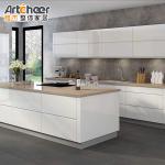 Marble Top Flat Doors Solid Wood Kitchen Cabinet Furniture Set Contemporary