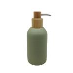 Green color Polyresin Bath Accessory Set round shape with wooden parts