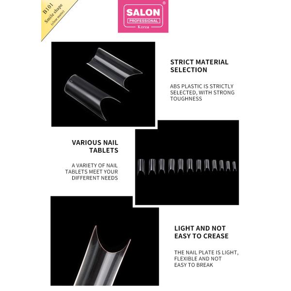 Nail Supplies Full Matte ABS Artificial Finger Nails Clear Color Smile Shape False Nail Tips