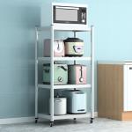 Metal Kitchen 4 Tiers Storage Round Tube Steel Shelf Rack With Wheels