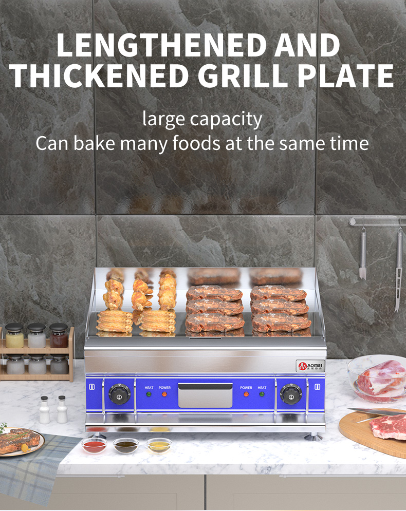 PTFE Non-Stick Material Electric Griddle for Counter Top Commercial Restaurant Kitchen