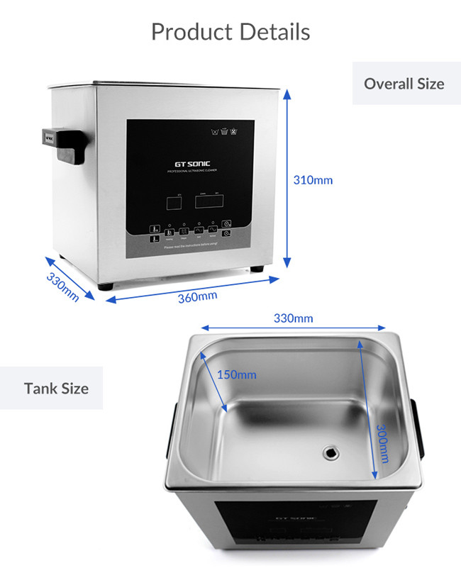 Double Power Square Digital Ultrasonic Cleaner With Smart Touch Panel