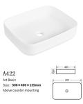 Small Rectangular Counter Top Wash Basin Porcelain Vessel Sink 20 Inch