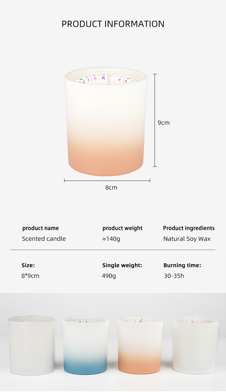 Private Label Glass Jar Scented Candle Matte Glass Jar Soy Wax Scented Candle