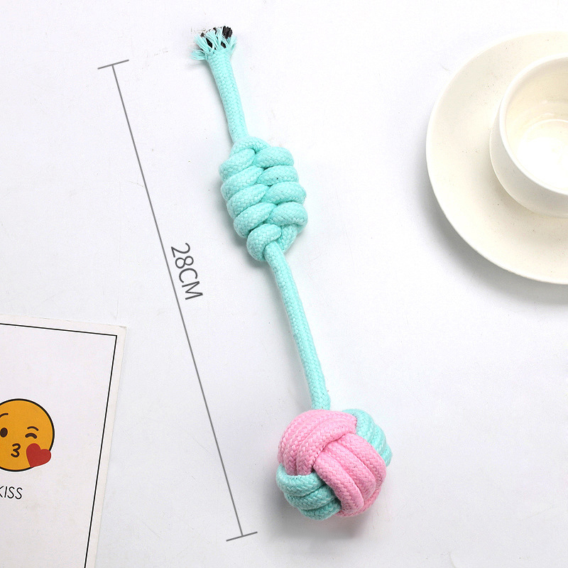 Dog Toys Fashionable Interactive Pink TPR Rope Interactive Chew Cleaning Tooth
