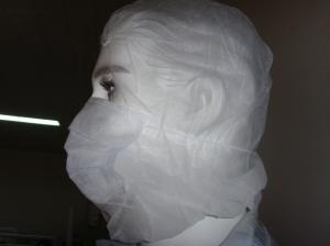 Wholesale White Disposable Balaclava Hood / Medical Head Cover With Face Mask Bottom Open from china suppliers