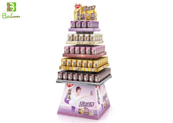 Beverage Floor Cardboard Tiered Display Rack 5 Tier Corrugated Paper 100%