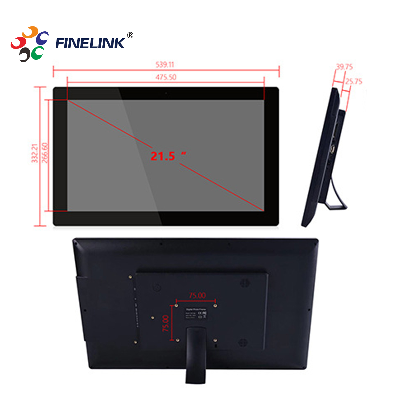 21.5 Inch Full HD LCD Panel Wall Mounted Multi Touch Monitor OEM