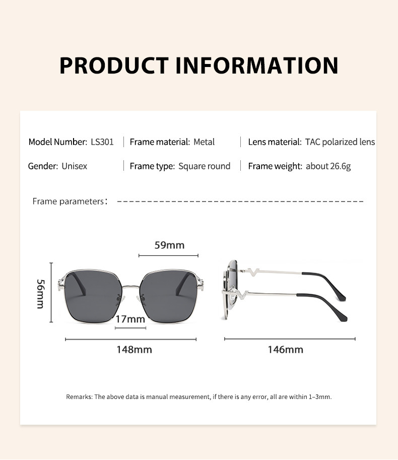 Large Metal Frame Sunglasses Polarized 400UV Scratch Resistant For Women