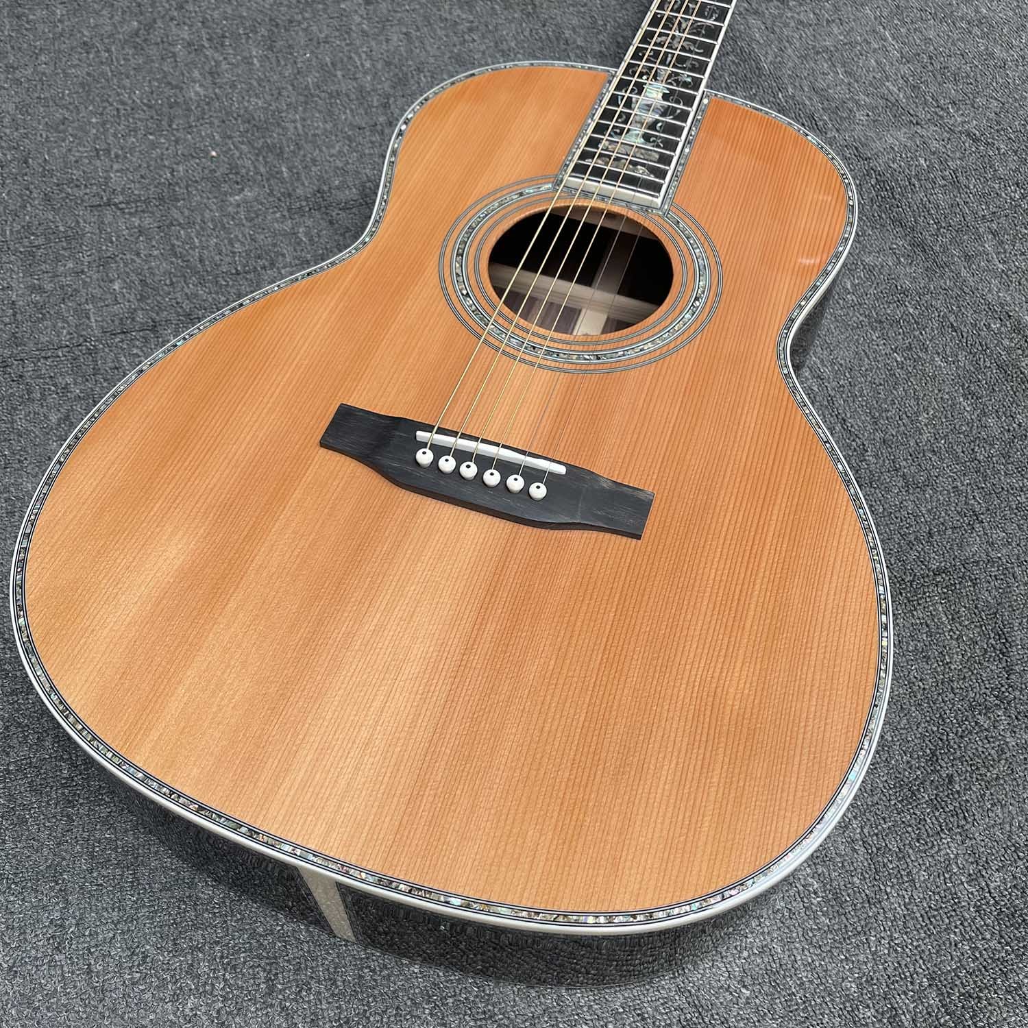 Custom 39 inch OOO body abalone binding slotted headstock cedar acoustic guitar