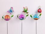 Colorful Metal Plug In Solar Garden Ornament For Outdoor And Garden Decoration