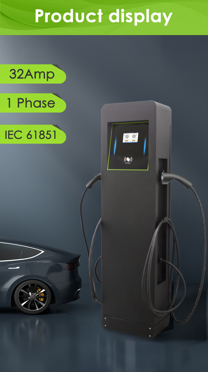 Commercial double gun ev charger Type 2 14kw 32A one phase OEM ODM public ev charger station