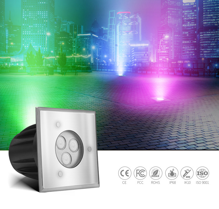 Mini 5W External Control Square RGB Color Outdoor Inground Lighting IP68