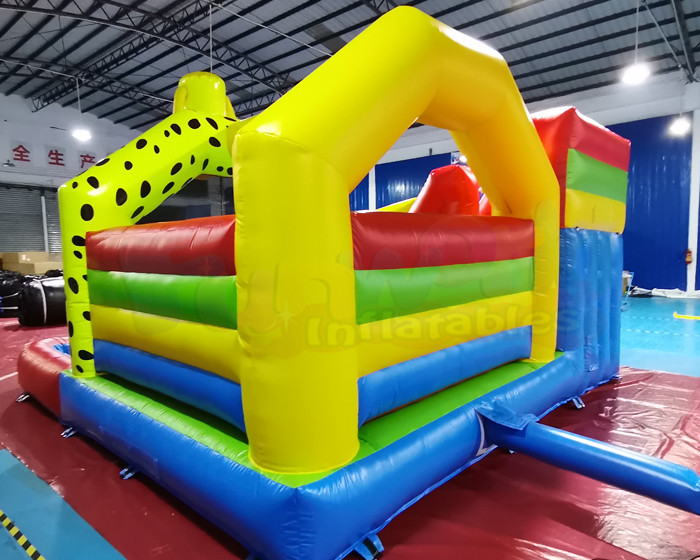 Yellow Dog Bounce House Tarpaulin Inflatable Water Slide With Pool