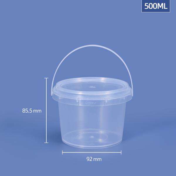 1L Thicken Decorative Round Plastic Buckets With Handle for Christmas Gift Toy Package