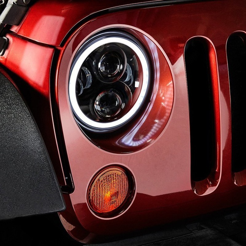 7 Inch 9-30V DC Round LED Vehicle Fog Light For Jeep RGB Halo Ring Bluetooth Control